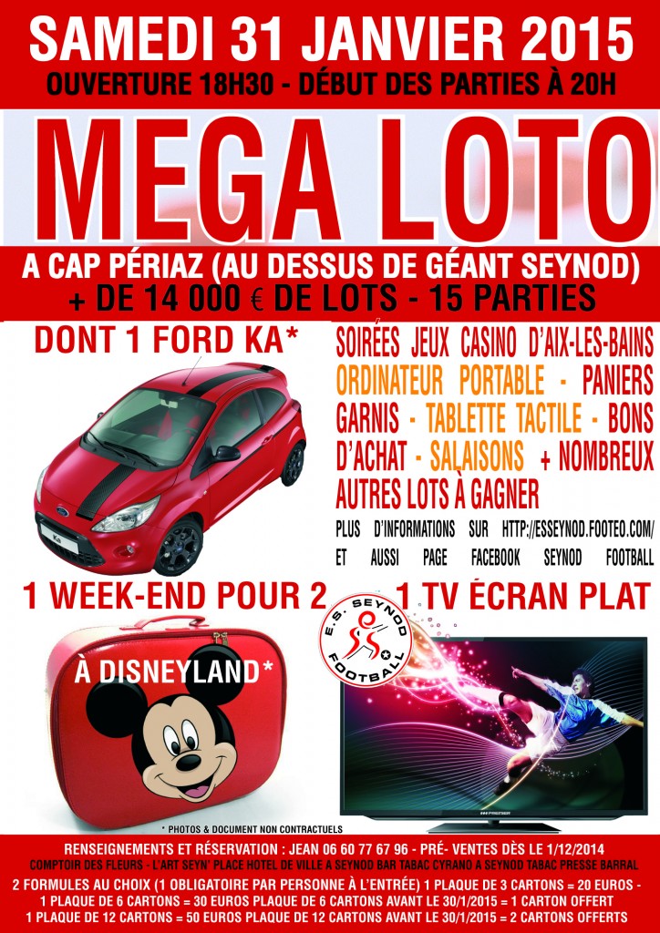 Affiche loto bingo Seynod janvier 2015